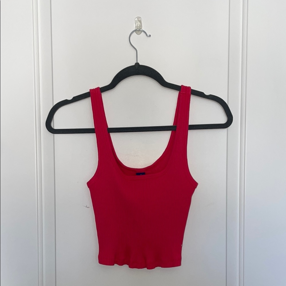 Old Navy Red Fitted Crop Tank Top
